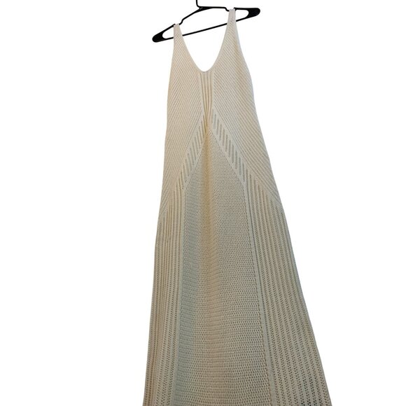 H&M Crochet Swim Cover-Up V-Neck Tank maxi Dress Cream L RR10485 GUC Sheer EUC - Picture 15 of 16